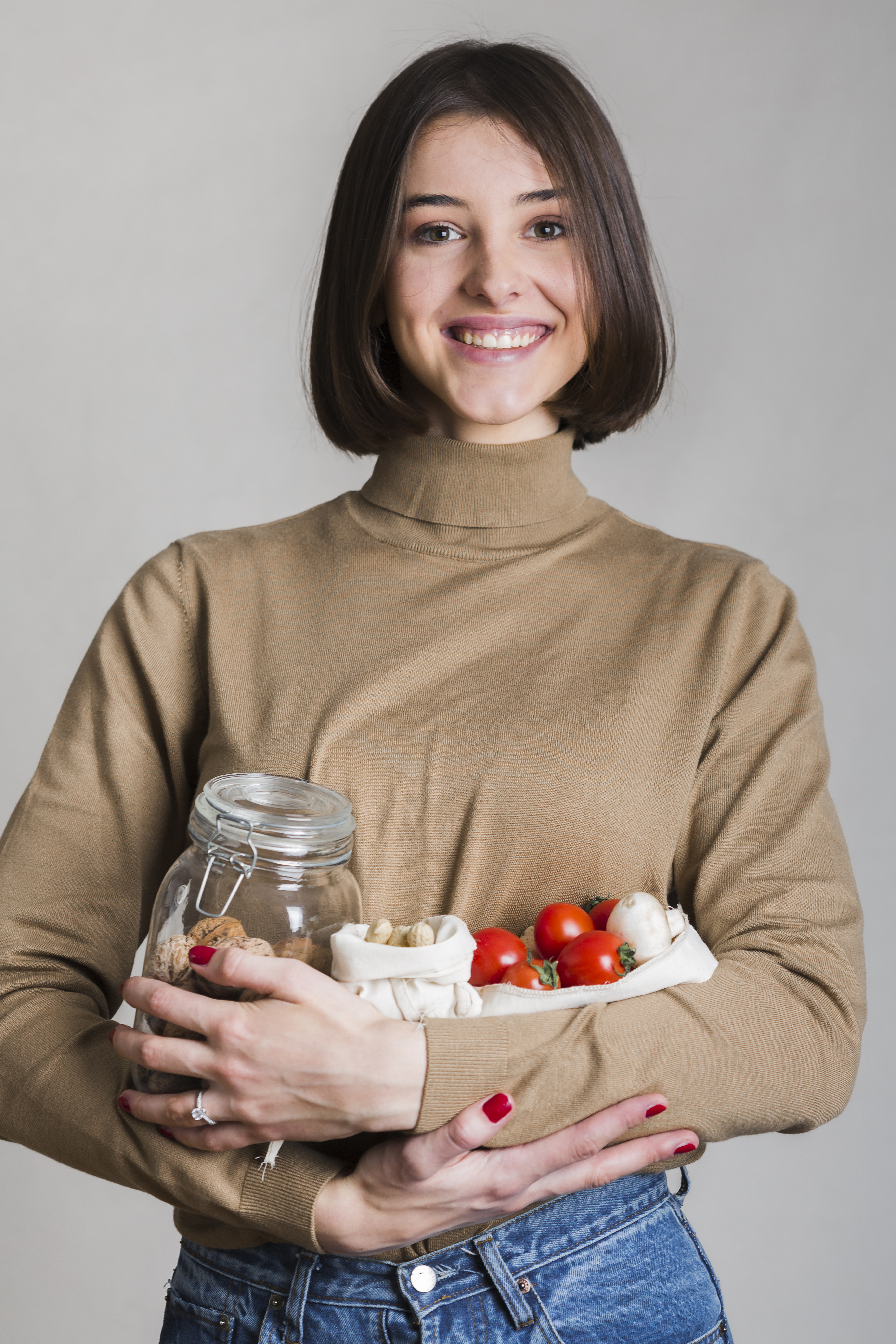 Alimentos saudáveis como frutas e vegetais